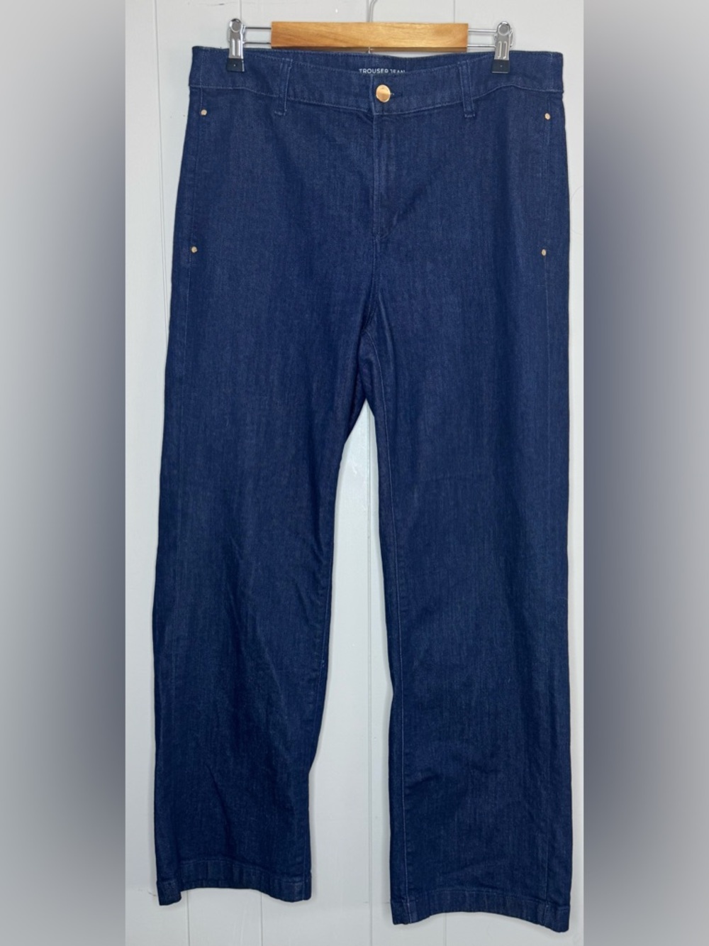 Chico's Wide Leg Dark Wash Trouser Jeans Womens Size 12 - Picture 2 of 12
